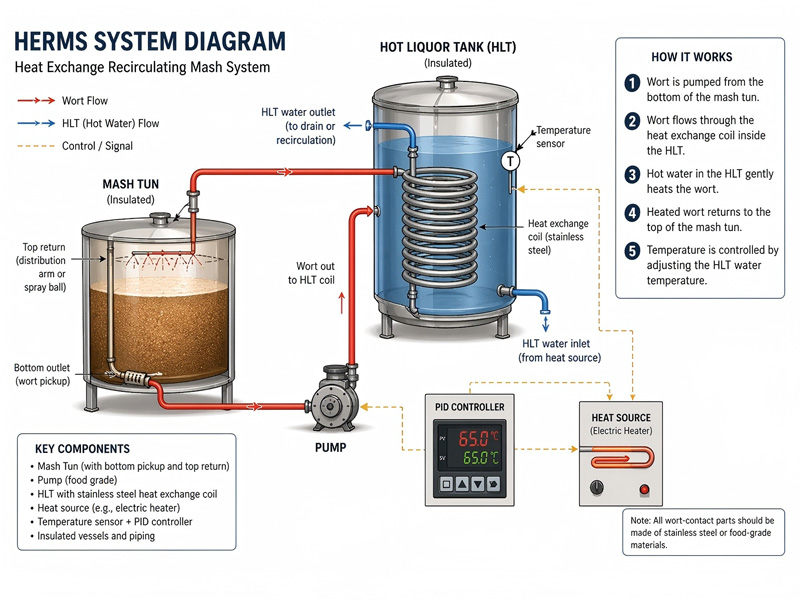 How HERMS works in beer brewing brewhouse？